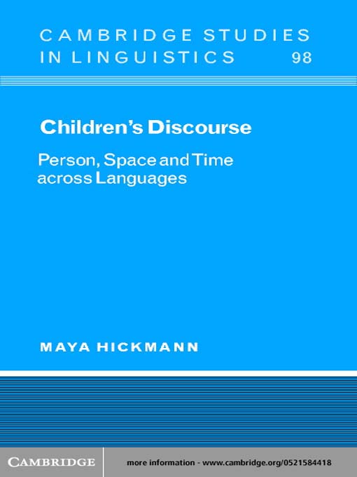 Title details for Children's Discourse by Maya Hickmann - Available